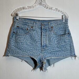 Levi's 501s 150th Anniversary Checkerboard Cutoff Denim Shorts Sz 30/10 Festival